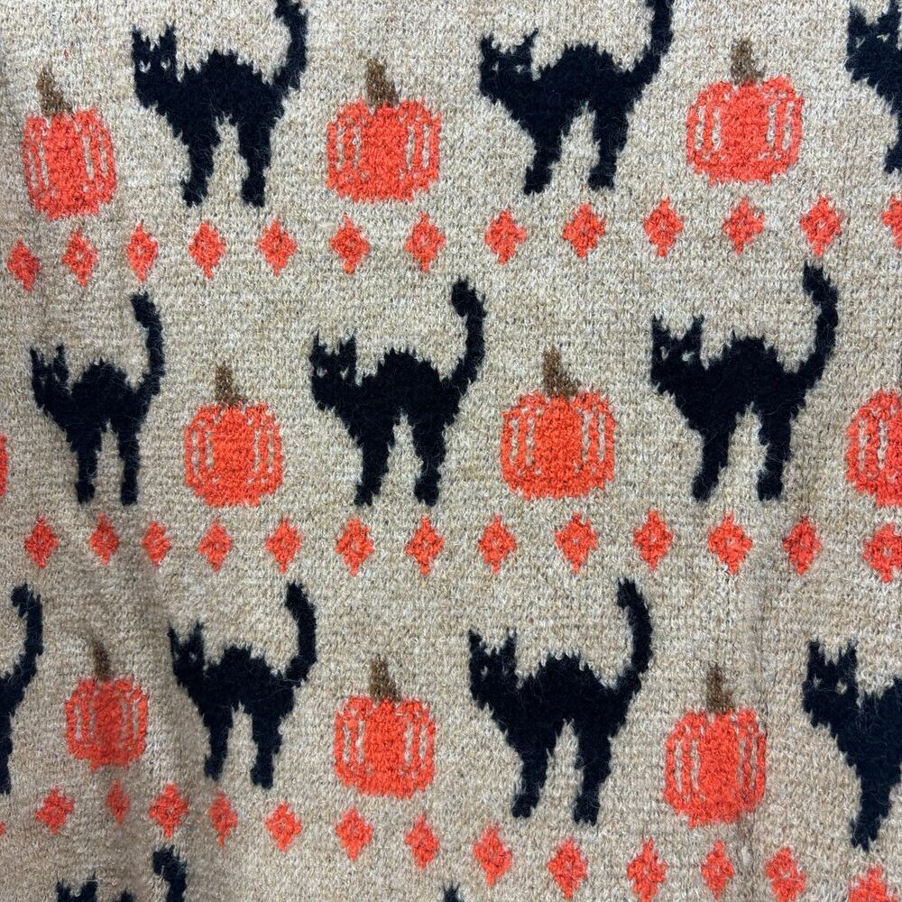 Vince Camuto Sz XXL Womens Sweater Black Cat Pumpkin Halloween Crewneck Fall - Picture 10 of 16